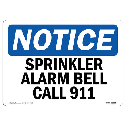 Sprinkler Alarm Bell Call 911 Sign