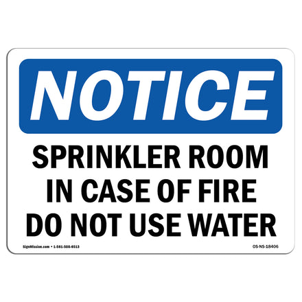 Sprinkler Room In Case Of Fire Do Not Use Water