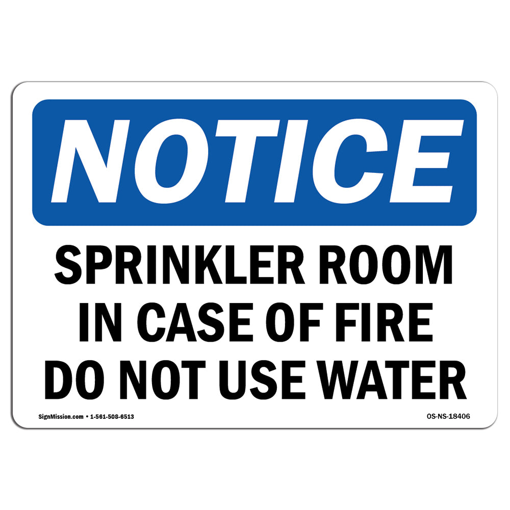 Sprinkler Room In Case Of Fire Do Not Use Water