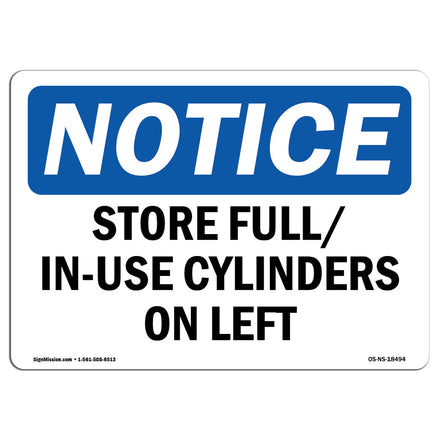 Store Full In-Use Cylinders On Left