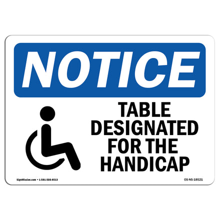 Table Designated For The Handicapped