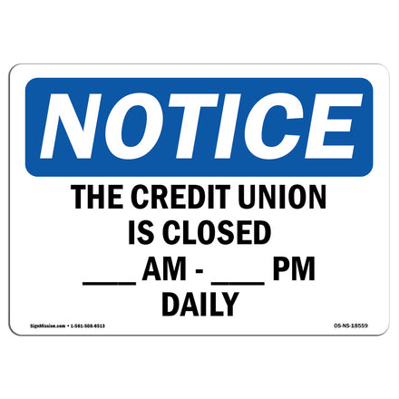 The Credit Union Is Closed ____ Am - ____ Pm Daily