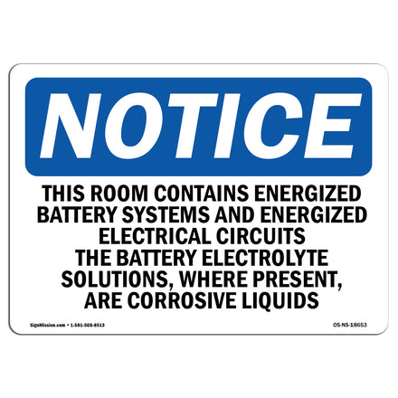 This Room Contains Energized Battery Systems Sign