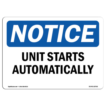 Unit Starts Automatically Sign