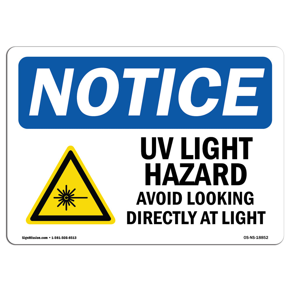 UV Light Hazard Avoid Looking