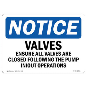 Valves Ensure All Valves Are Closed Following