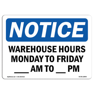 Warehouse Hours Monday To Friday ____ Am