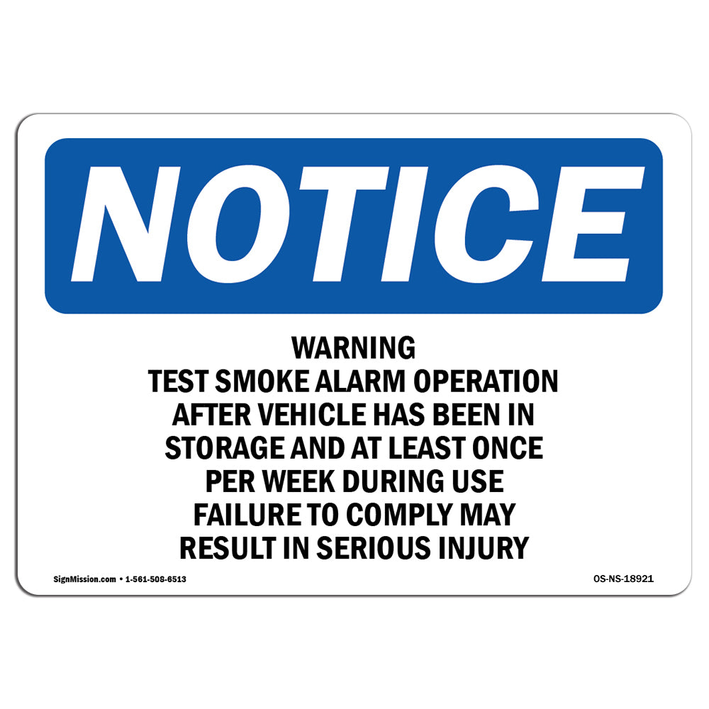 Warning Test Smoke Alarm Operation After