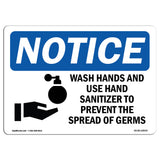 Wash Hands And Use Hand Sanitizer Sign With Symbol