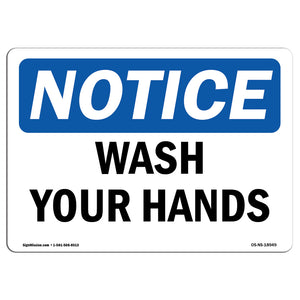 Wash Hands And Use Hand Sanitizer Sign With Symbol