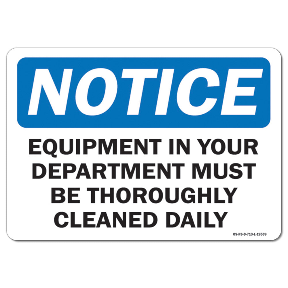 Equipment In Your Department Must Be Throughly Cleaned Daily