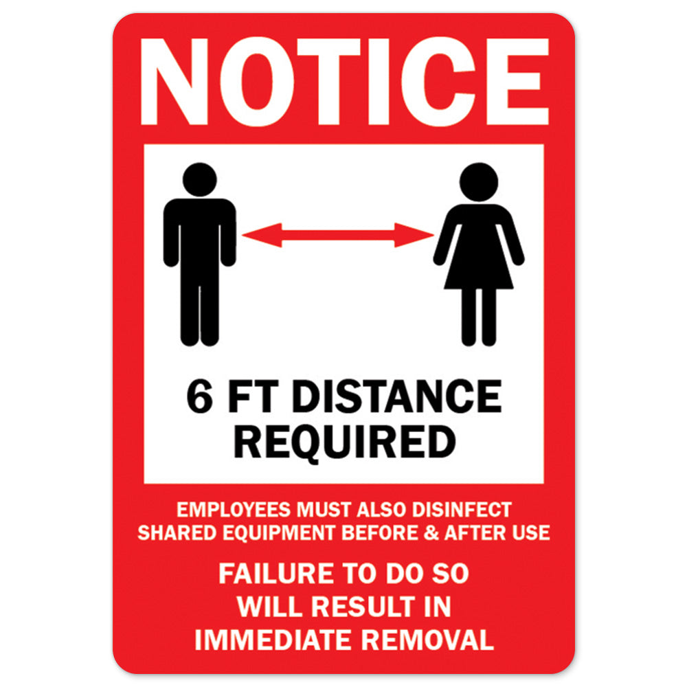 Notice 6ft Distance Required