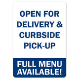 Open For Delivery & Curbside Pick-up