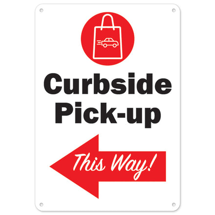 Curbside Pick-up This Way Left Arrow