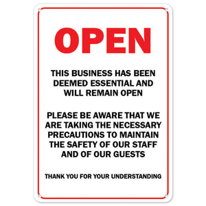 Open This Business Has Been Deemed Essential And Will Remain Open