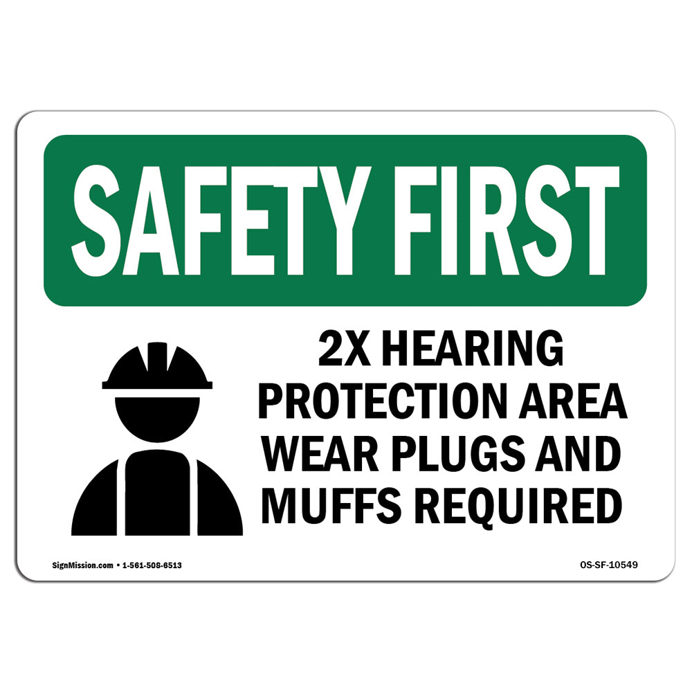 2X Hearing Protection Area Ear With Symbol