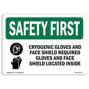 Cryogenic Gloves And Face Shield With Symbol