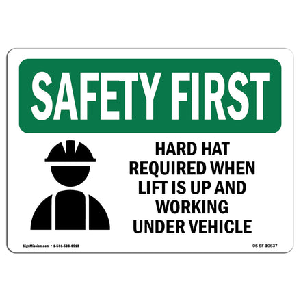 Hard Hat Required When Lift With Symbol