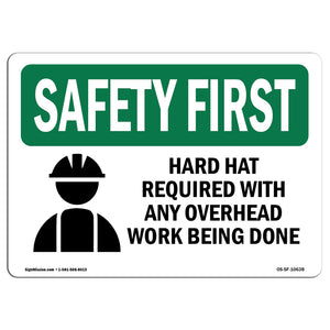 Hard Hat Required With Any Overhead With Symbol