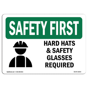 Hard Hats & Safety Glasses Required With Symbol