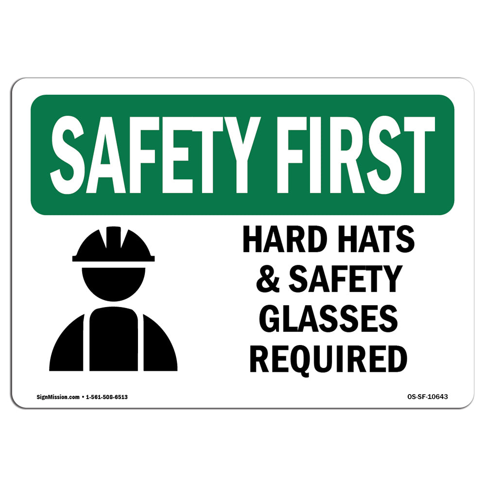 Hard Hats & Safety Glasses Required With Symbol