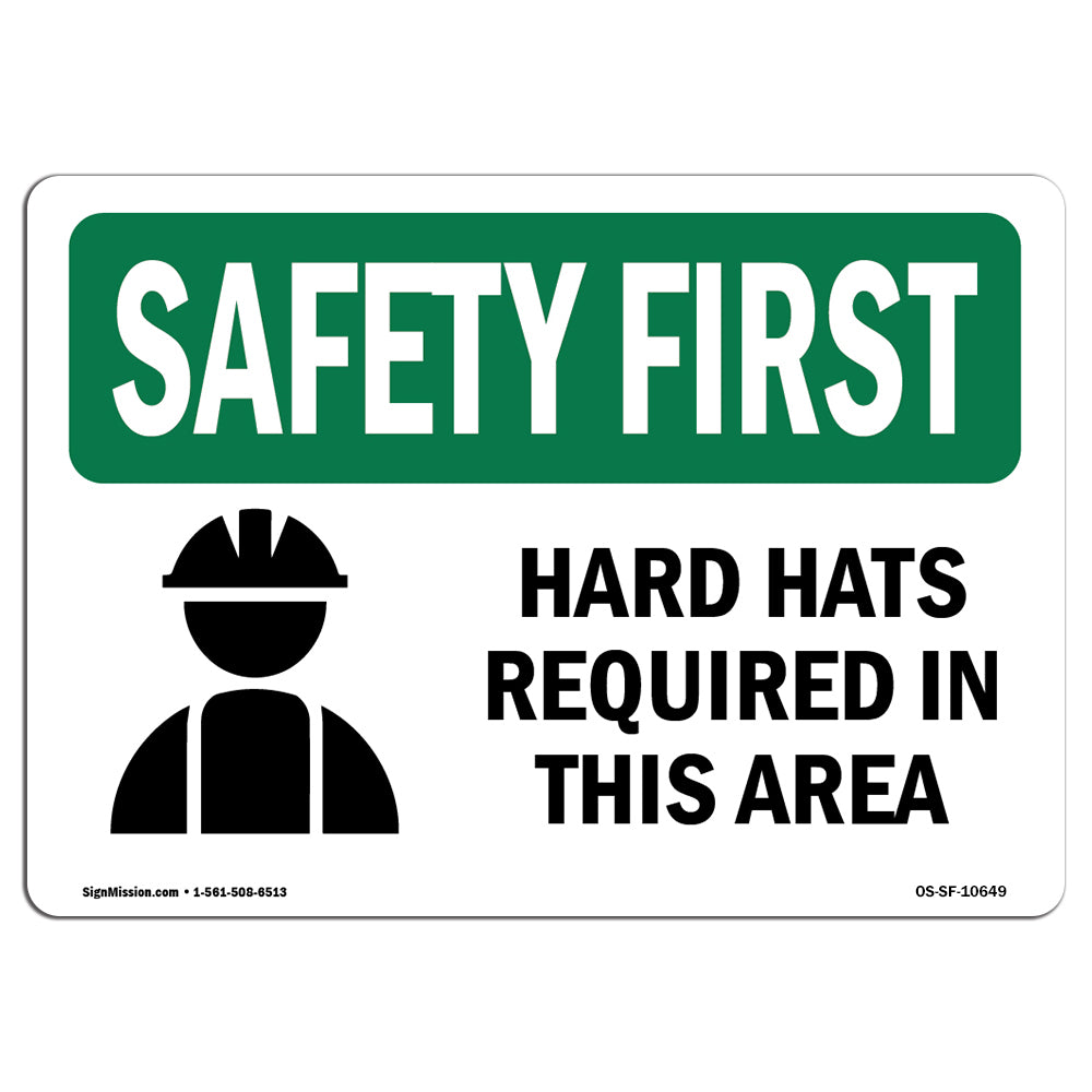 Hard Hats Required In This Area With Symbol