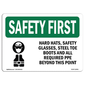 Hard Hats, Safety Goggles And With Symbol