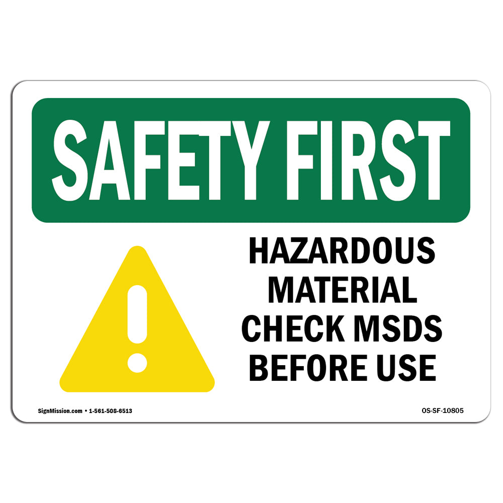 Hazardous Material Check MSDS Before