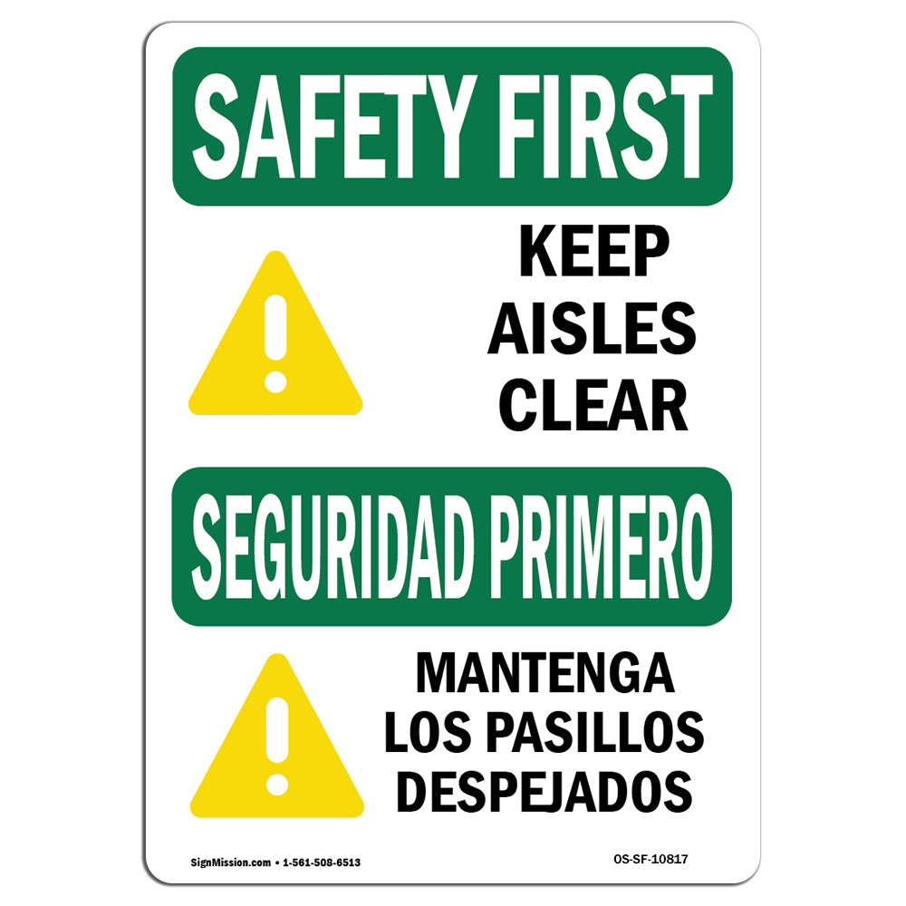 Keep Aisles Clear Bilingual