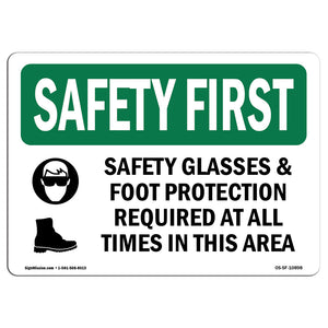 Safety Glasses & Foot Protection With Symbol