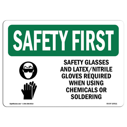 Safety Glasses And Latex Nitrile With Symbol