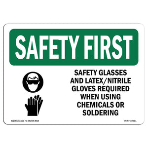Safety Glasses And Latex Nitrile With Symbol