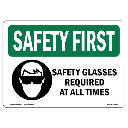 Safety Glasses Required At All Times With Symbol