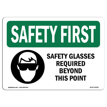 Safety Glasses Required Beyond With Symbol