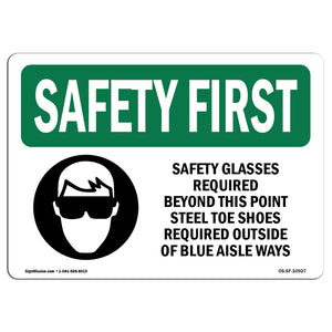 Safety Glasses Required Beyond With Symbol