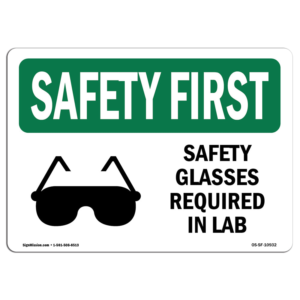 Safety Glasses Required In Lab With Symbol