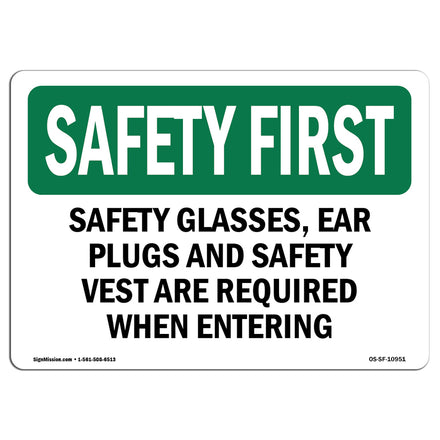 Safety Glasses, Ear Plugs And