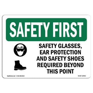 Safety Glasses, Ear Protection With Symbol