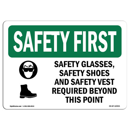 Safety Glasses, Safety Shoes With Symbol