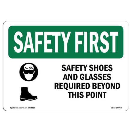 Safety Shoes And Glasses Required With Symbol