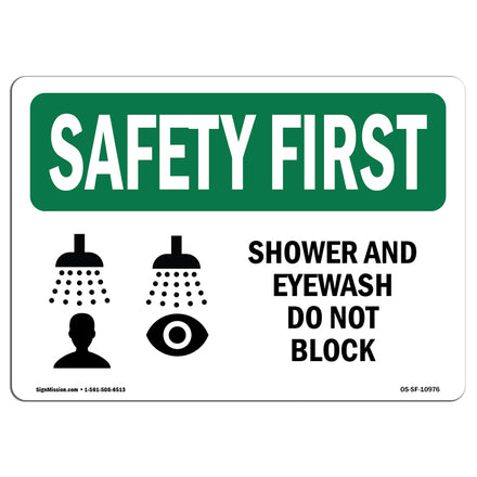 Shower And Eyewash Do Not Block With Symbol