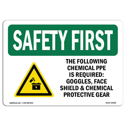 The Following Chemical PPE Required-With Symbol