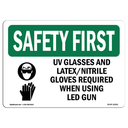 UV Glasses And Latex Nitrile With Symbol