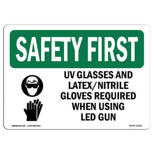 UV Glasses And Latex Nitrile With Symbol