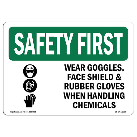 Wear Goggles, Face Shield & With Symbol