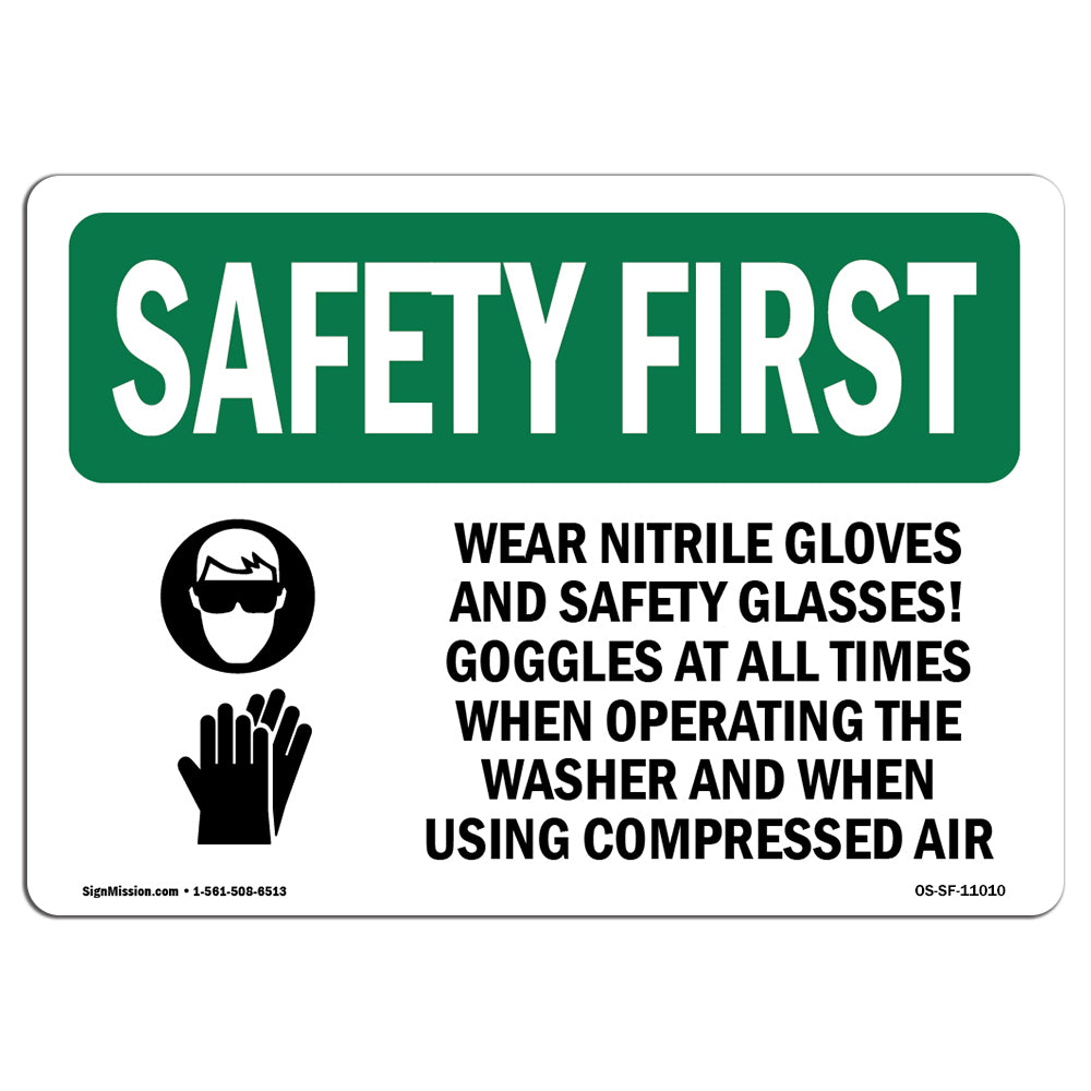 Wear Nitrile Gloves And Safety With Symbol