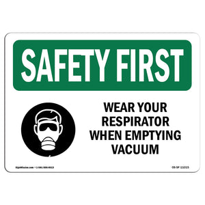 Wear Your Respirator When Emptying With Symbol