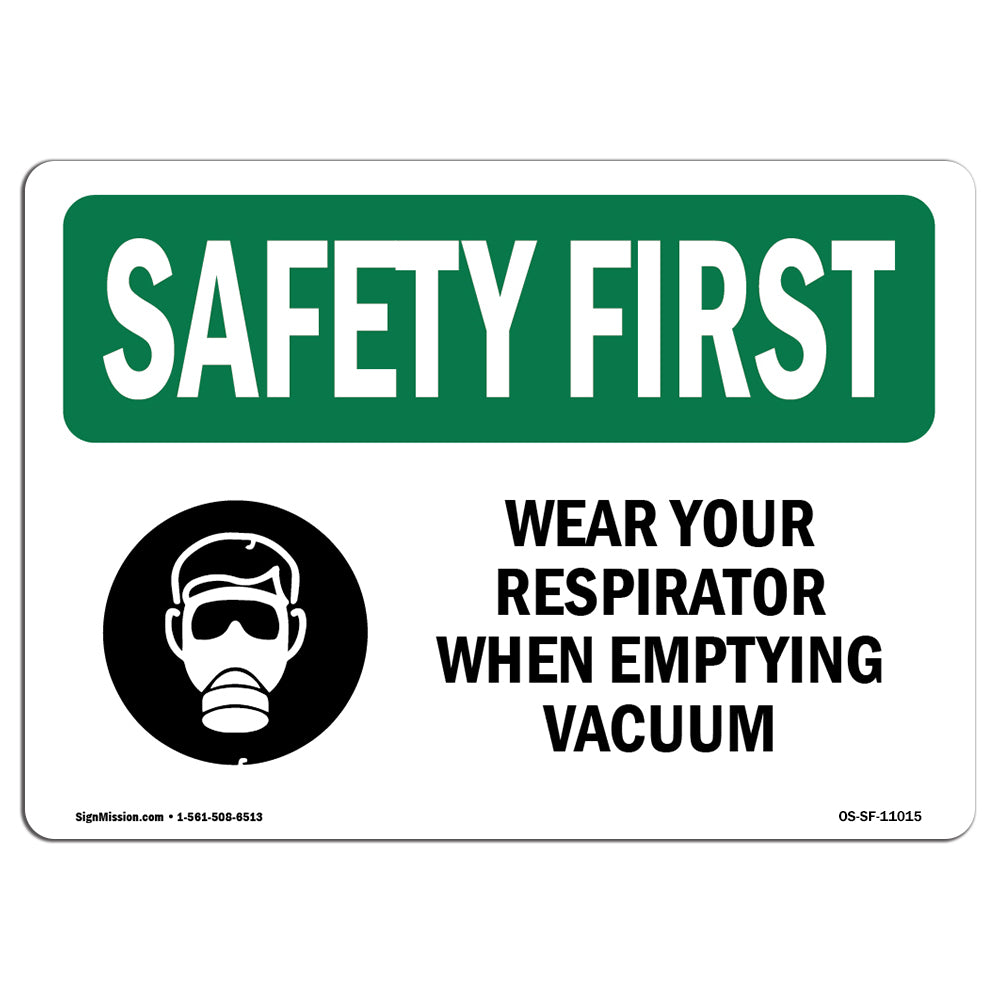 Wear Your Respirator When Emptying With Symbol