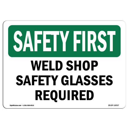 Weld Shop Safety Glasses Required