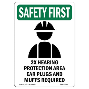 2X Hearing Protection Area Ear With Symbol
